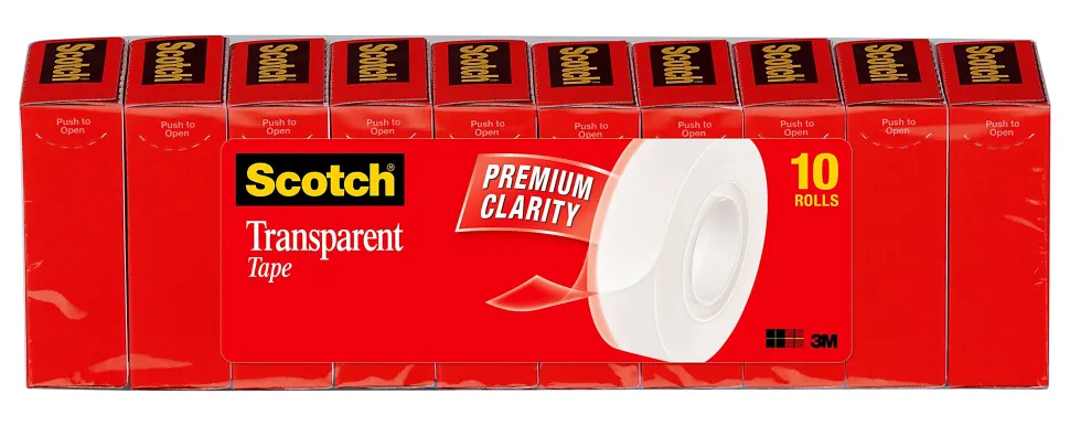Scotch® Transparent Tape, 3/4" x 1,000", Pack Of 10 Rolls