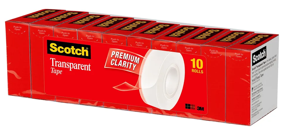 Scotch® Transparent Tape, 3/4" x 1,000", Pack Of 10 Rolls