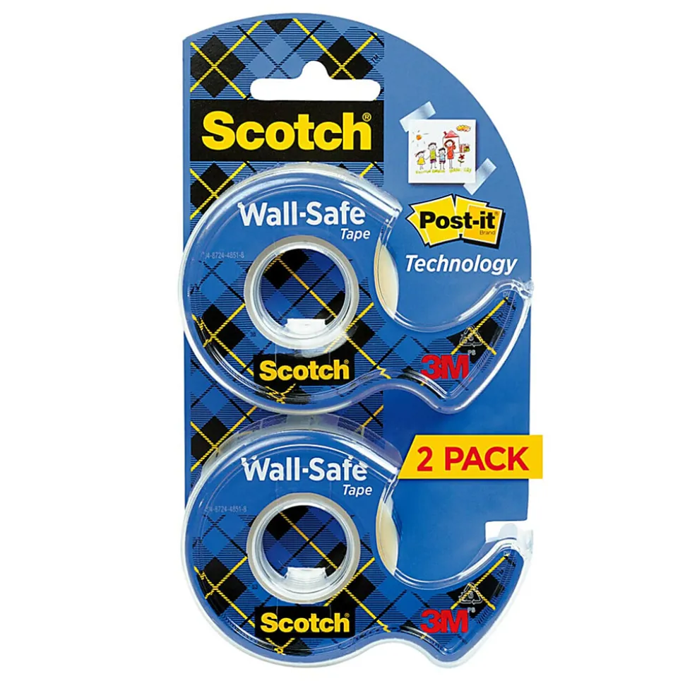 Scotch® Wall-Safe Tape, 3/4" x 650", Clear