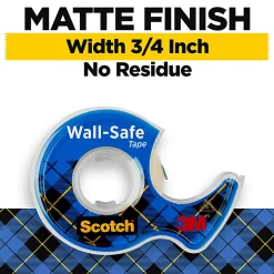 Scotch® Wall-Safe Tape, 3/4" x 650", Clear