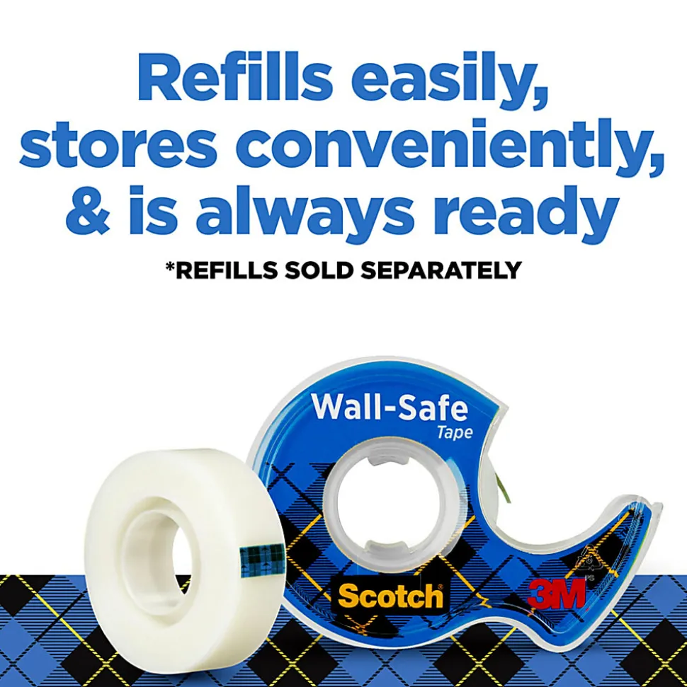 Scotch® Wall-Safe Tape, 3/4" x 650", Clear