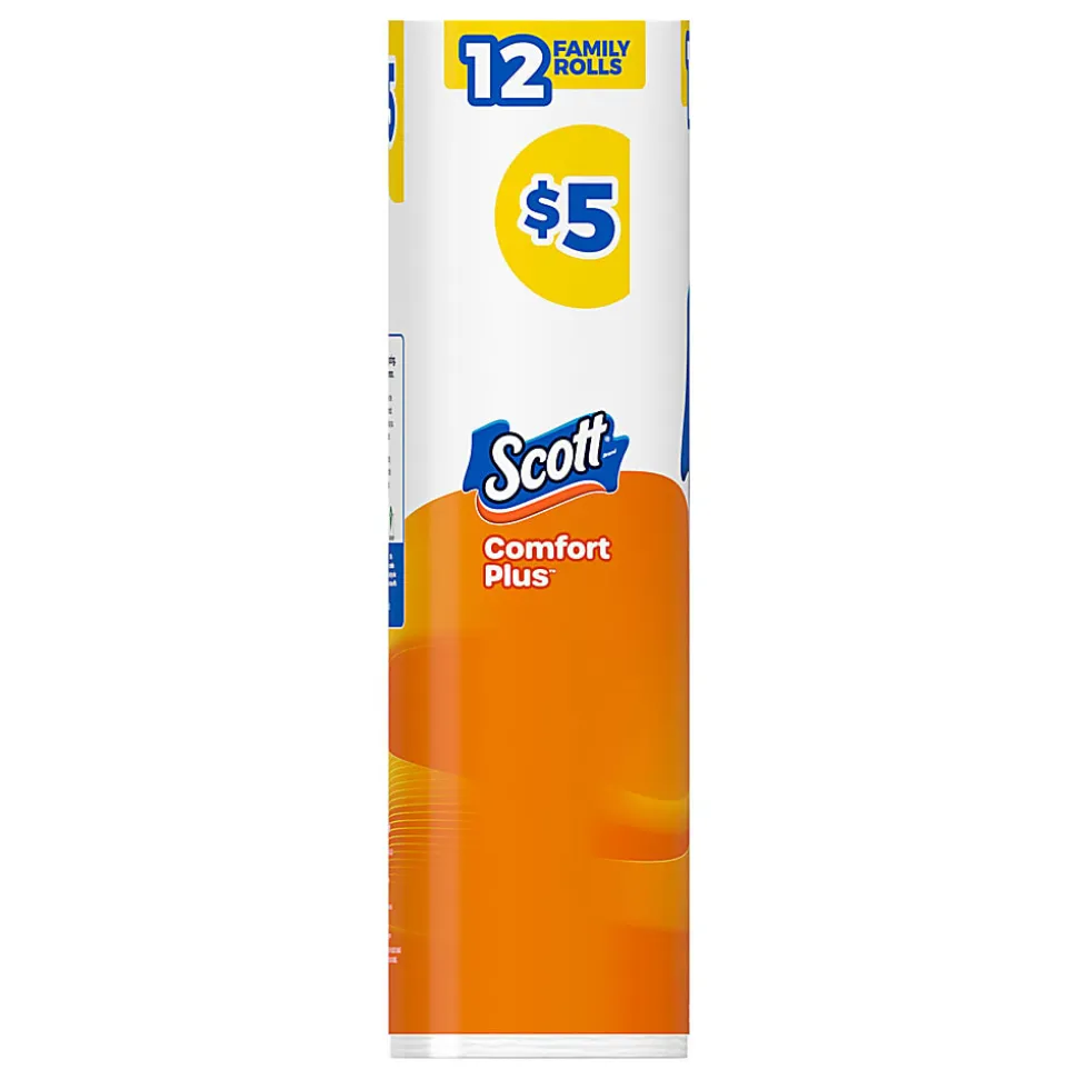 Scott ComfortPlus 1-Ply Toilet Paper, 1-1/8" x 1-1/8", 173 Sheets Per Roll, Pack Of 12 Rolls