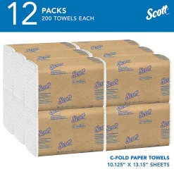 Scott Essential C Fold Paper Towels (01510) with Fast-Drying Absorbency Pockets, 12 Packs / Case, 200 C Fold Towels / Pack