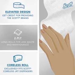 Scott® Essential Jumbo Roll Coreless 2-Ply Toilet Paper, 1,150' Per Roll, 65% Recycled, Pack Of 12 Rolls