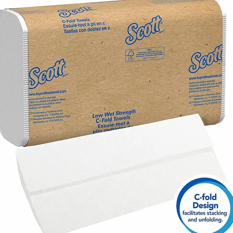 Scott Essential Low Wet Strength Towels - C-fold - 10.10" Width x 13.10" Length - White - 200/Pack - 12 / Carton