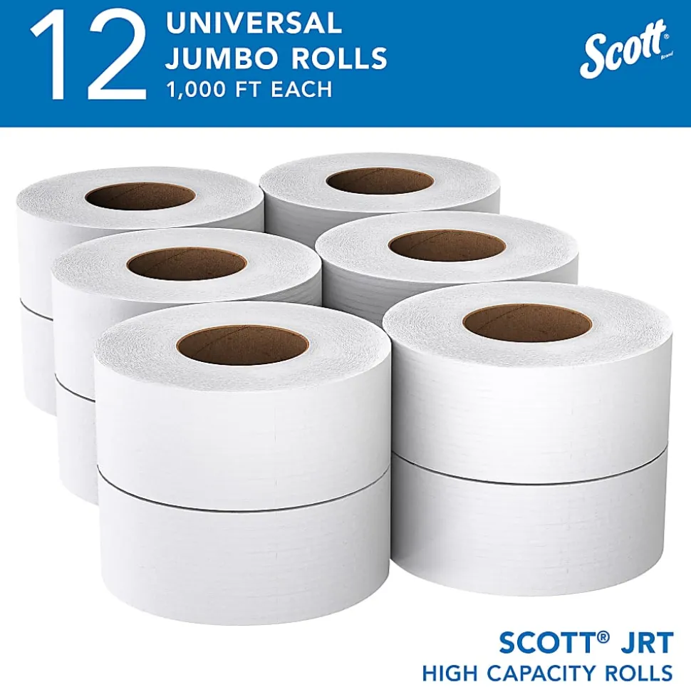 Scott® High-Capacity 2-Ply Jumbo Roll Toilet Paper, 25% Recycled, 1000' Per Roll, Pack Of 12 Rolls