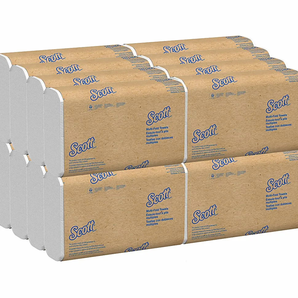 Scott Multifold NarrowPaper Towels with Absorbency Pockets - Multifold - 9.40"x 8" - 4000 Sheets - White - Fiber - 250 Pack - 16 / Carton - 37490