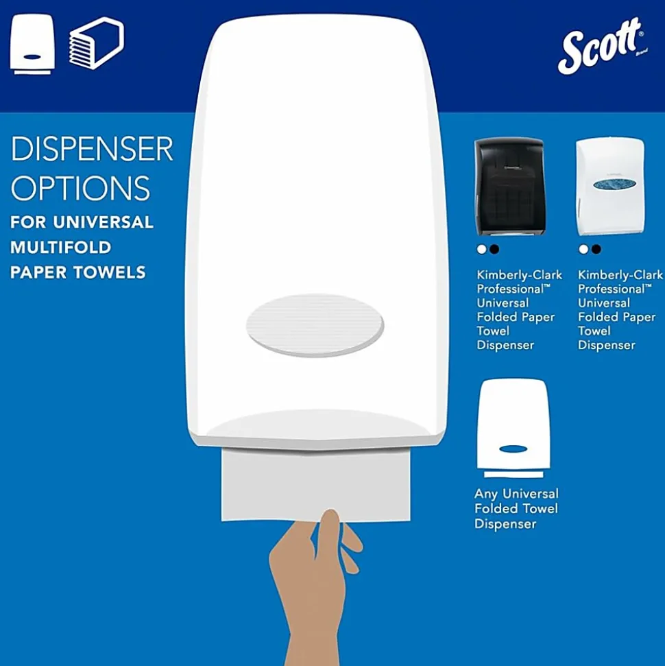 Scott Multifold NarrowPaper Towels with Absorbency Pockets - Multifold - 9.40"x 8" - 4000 Sheets - White - Fiber - 250 Pack - 16 / Carton - 37490