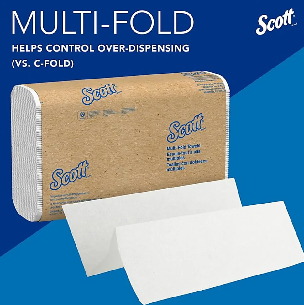 Scott Multifold NarrowPaper Towels with Absorbency Pockets - Multifold - 9.40"x 8" - 4000 Sheets - White - Fiber - 250 Pack - 16 / Carton - 37490