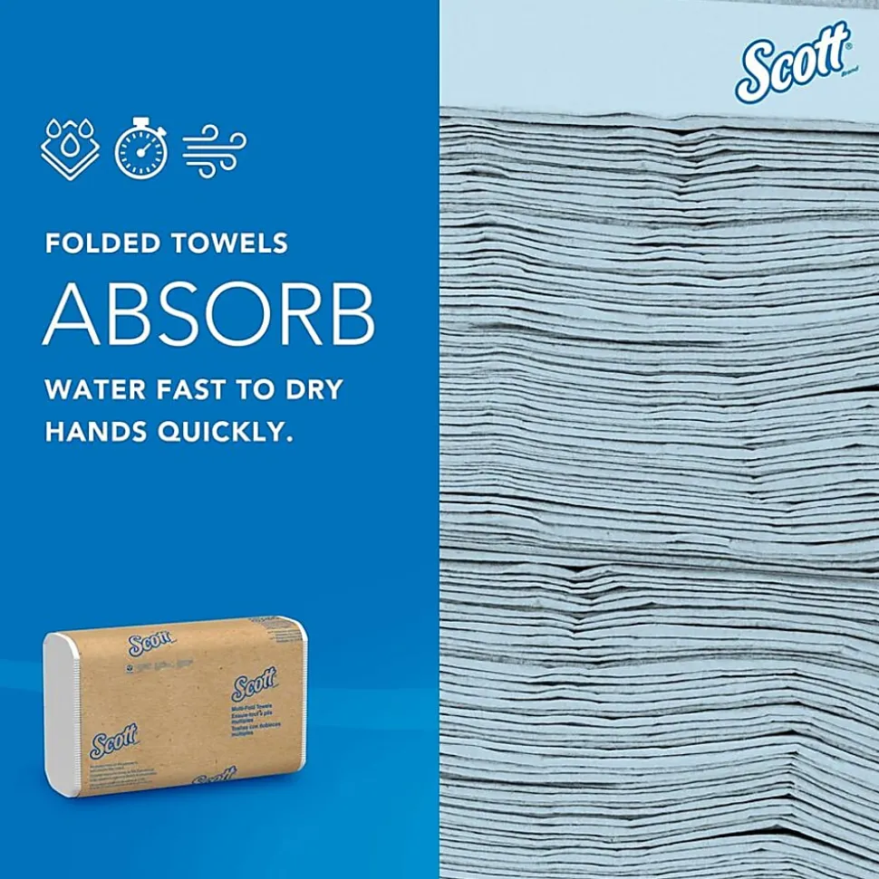 Scott Multifold NarrowPaper Towels with Absorbency Pockets - Multifold - 9.40"x 8" - 4000 Sheets - White - Fiber - 250 Pack - 16 / Carton - 37490