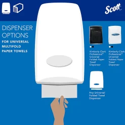 Scott® Multifold Paper Towels, Absorbency Pockets™, 9.2" x 9.4" sheets, White, 250 Sheets Per Pack, 16 Packs Per Case, 4,000 Sheets Per Case