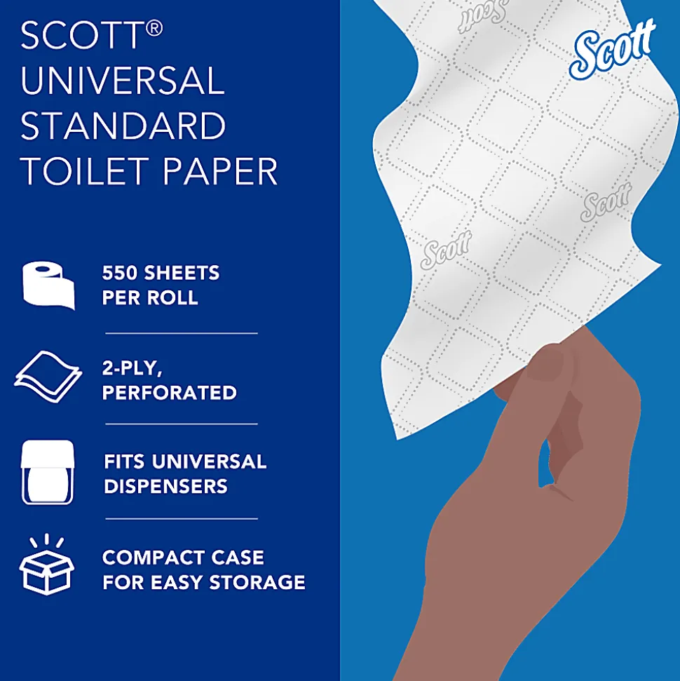 Scott® Professional 2-Ply Standard Roll Toilet Paper with Elevated Design, 100% Recycled, 550 Sheets Per Roll, Pack Of 20 Rolls