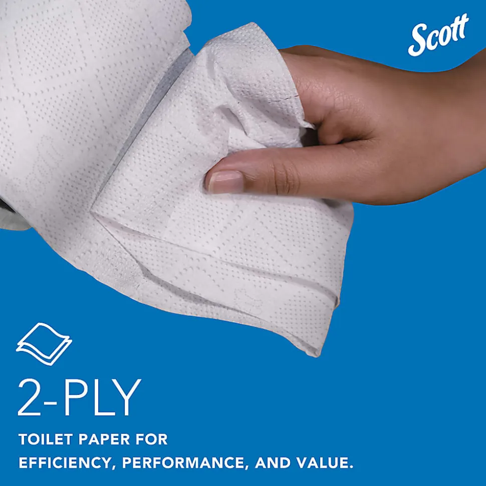 Scott® Professional 100% Recycled Fiber Standard Toilet Paper, Elevated Design, 2-Ply, Individually Wrapped, 473 Sheets Per Roll, Pack Of 80 Rolls