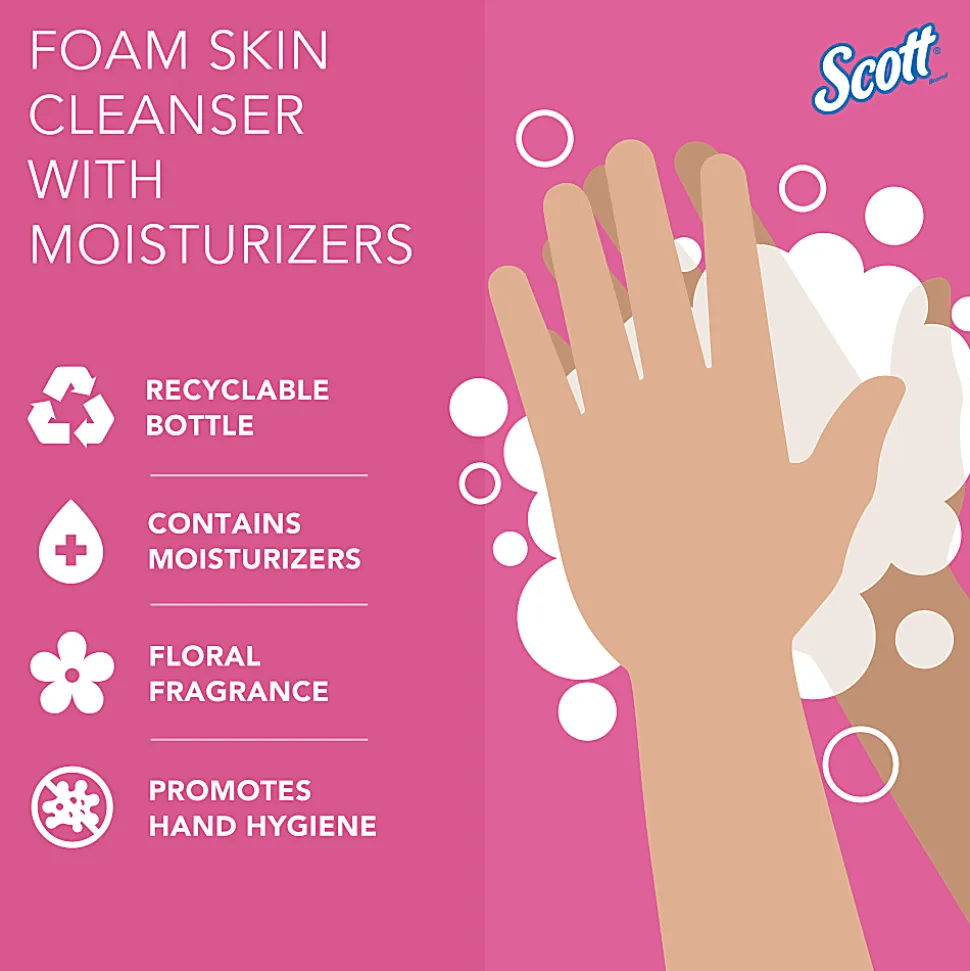Scott® Pro™ Foam Hand Soap with Moisturizers, Floral Scent, 1.2L (40.58 Oz), Carton Of 2 Bottles
