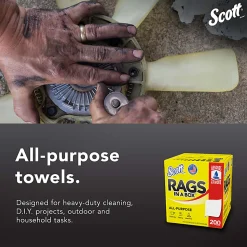 ScottĀ® Rags In A Box, 9" x 12" Sheet Size, White, Box Of 200 Rags