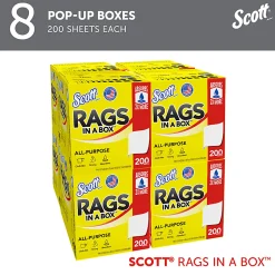 Scott® Rags In A Box, 9" x 12" Sheet Size, White, Box Of 200 Rags