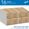 Scott® 100% Recycled Fiber Multifold Paper Towels, 9.2" x 9.4", White, 250 Towels Per Pack, Carton Of 16 Packs