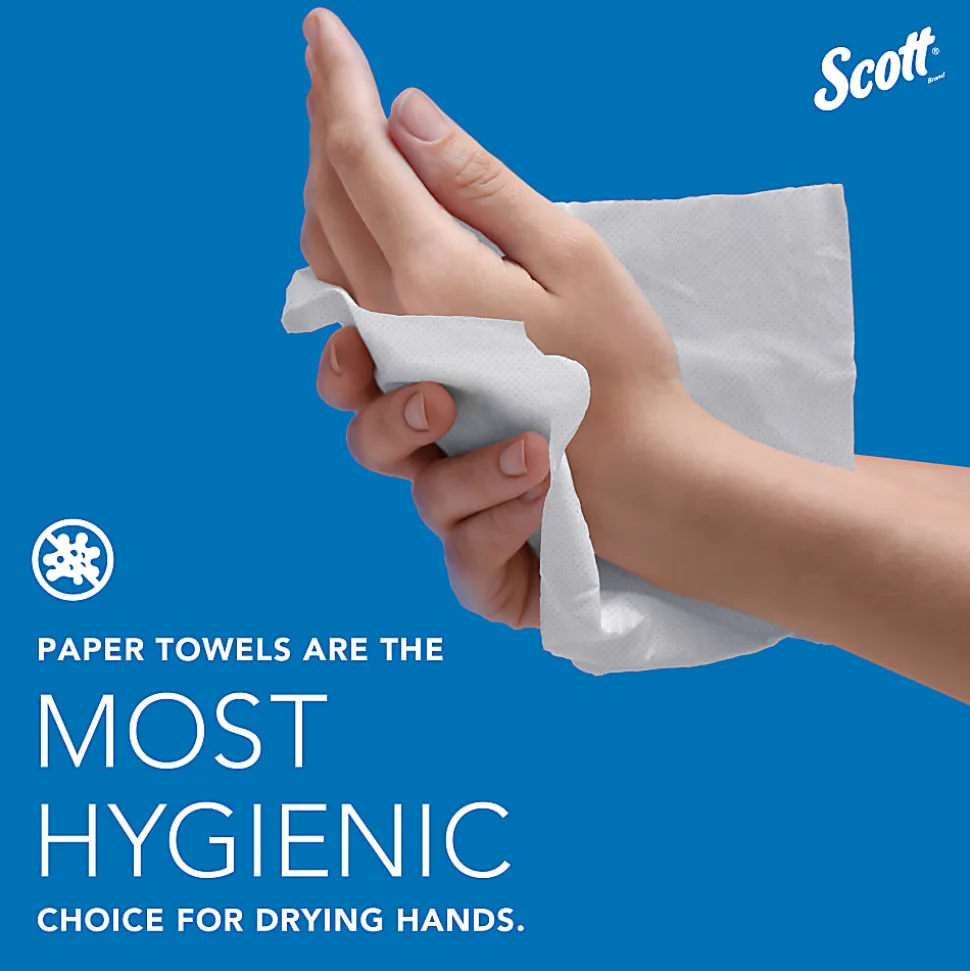 Scott® 100% Recycled Fiber Multifold Paper Towels, 9.2" x 9.4", White, 250 Towels Per Pack, Carton Of 16 Packs