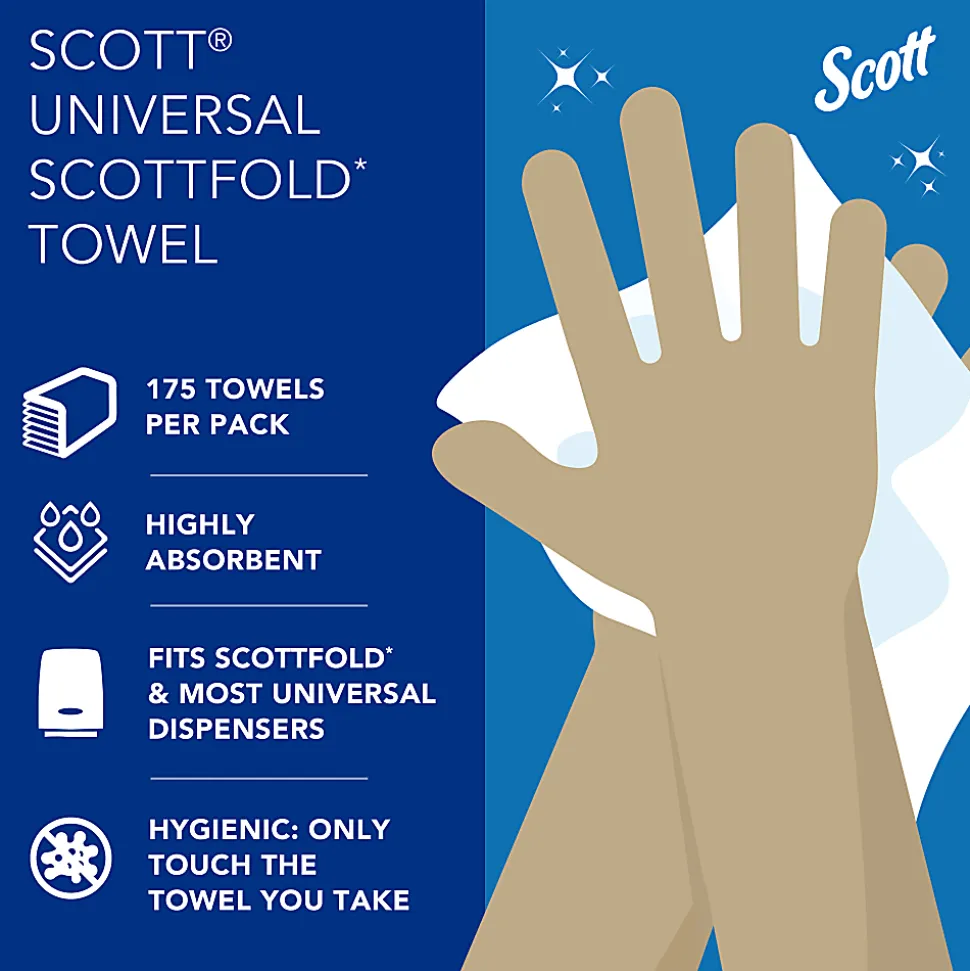 Scott® Scottfold™ Multi-Fold 1-Ply Paper Towels, 175 Sheets Per Pack, Case Of 25 Packs