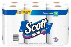 Scott® 1000 Toilet Paper, 1000 Sheets Per Roll, Pack Of 12 Rolls