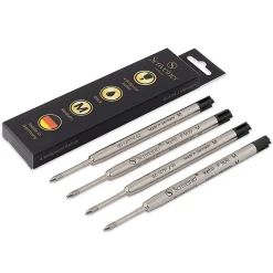 Scriveiner Ballpoint Ink Refills, Medium Point, 1.0mm, Black Ink, 4 per pack