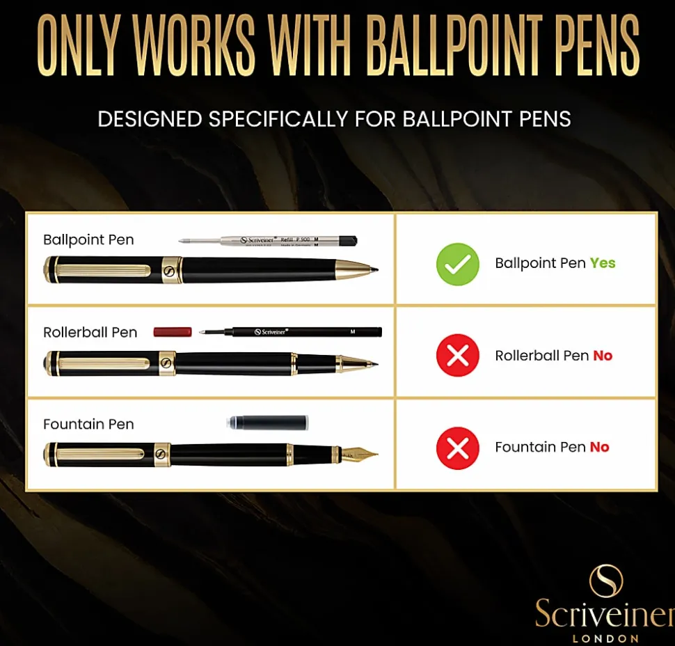 Scriveiner Ballpoint Ink Refills, Medium Point, 1.0mm, Blue Ink, 4 per pack