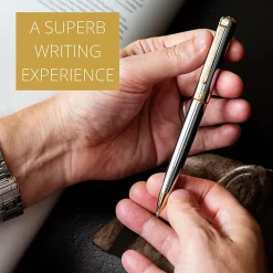 Scriveiner Classic Ballpoint Pen, Medium Point, 1.0 mm, Silver Chrome/Gold Barrel, Black Ink