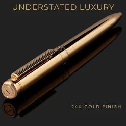 Scriveiner Classic Ballpoint Pen, Medium Point, 1.0 mm, Gold Barrel, Black Ink
