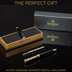 Scriveiner Classic Ballpoint Pen, Medium Point, 1.0 mm, Black/Gold Barrel, Black Ink