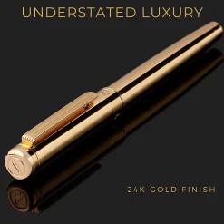 Scriveiner Classic Fountain Pen, Medium Point, 0.7 mm, Gold Barrel, Black/Blue Ink