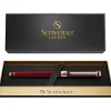 Scriveiner Classic Rollerball Pen, Medium Point, 0.7 mm, Deep Crimson/Silver Barrel, Black Ink