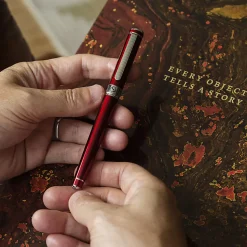 Scriveiner Classic Rollerball Pen, Medium Point, 0.7 mm, Deep Crimson/Silver Barrel, Black Ink