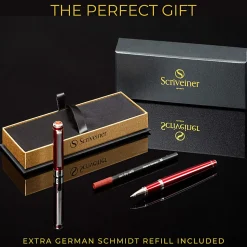Scriveiner Classic Rollerball Pen, Medium Point, 0.7 mm, Deep Crimson/Silver Barrel, Black Ink