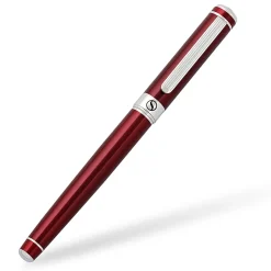 Scriveiner Classic Rollerball Pen, Medium Point, 0.7 mm, Deep Crimson/Silver Barrel, Black Ink