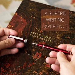 Scriveiner Classic Rollerball Pen, Medium Point, 0.7 mm, Deep Crimson/Silver Barrel, Black Ink