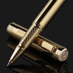 Scriveiner Classic Rollerball Pen, Medium Point, 0.7 mm, Gold Barrel, Black Ink