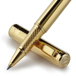 Scriveiner Classic Rollerball Pen, Medium Point, 0.7 mm, Gold Barrel, Black Ink