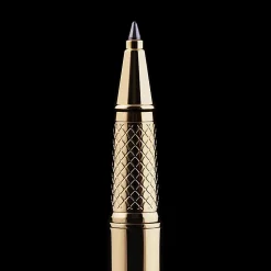 Scriveiner Classic Rollerball Pen, Medium Point, 0.7 mm, Gold Barrel, Black Ink