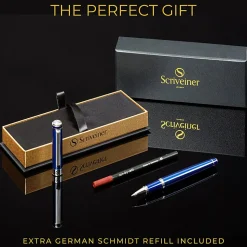 Scriveiner Classic Rollerball Pen, Medium Point, 0.7 mm, Midnight Blue/Silver Barrel, Black Ink