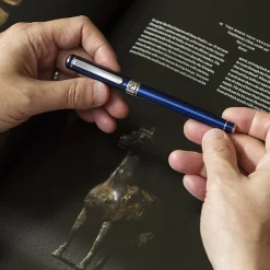 Scriveiner Classic Rollerball Pen, Medium Point, 0.7 mm, Midnight Blue/Silver Barrel, Black Ink