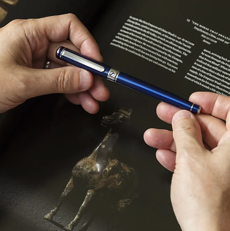 Scriveiner Classic Rollerball Pen, Medium Point, 0.7 mm, Midnight Blue/Silver Barrel, Black Ink