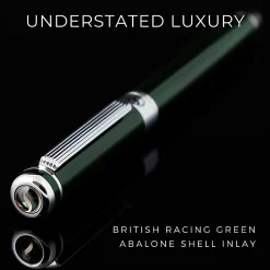 Scriveiner Classic Rollerball Pen, Medium Point, 0.7 mm, British Racing Green/Silver Barrel, Black Ink