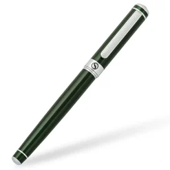 Scriveiner Classic Rollerball Pen, Medium Point, 0.7 mm, British Racing Green/Silver Barrel, Black Ink