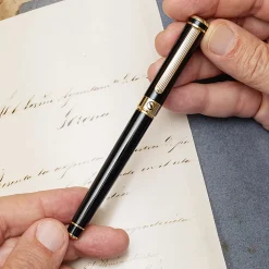 Scriveiner Classic Rollerball Pen, Medium Point, 0.7 mm, Black/Gold Barrel, Black Ink