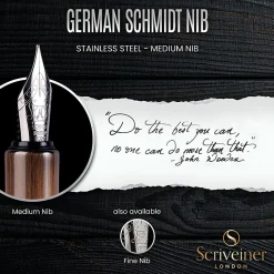 Scriveiner EDC Luxury Fountain Pen, Medium Nib, 0.7 mm, Copper Barrel, Black And Blue