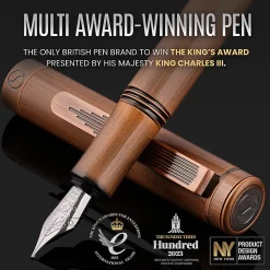 Scriveiner EDC Luxury Fountain Pen, Medium Nib, 0.7 mm, Copper Barrel, Black And Blue