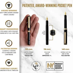 Scriveiner EDC Luxury Fountain Pen, Medium Nib, 0.7 mm, Black Barrel, Black And Blue