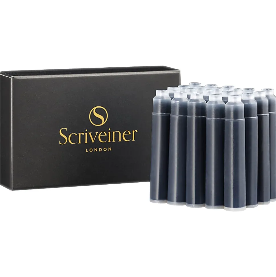 Scriveiner Fountain Pen Ink Cartridges, Medium Point, 0.7 mm, Blue Ink, Pack Of 20 Ink Cartridges