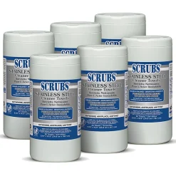 SCRUBS Stainless Steel Cleaner Wipes, Citrus Scent, 32 Oz Bottle, 30 Towel Per Pack, Case Of 6