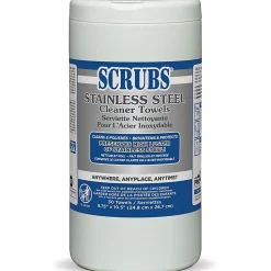SCRUBS Stainless Steel Cleaner Wipes, Citrus Scent, 32 Oz Bottle, 30 Towel Per Pack, Case Of 6